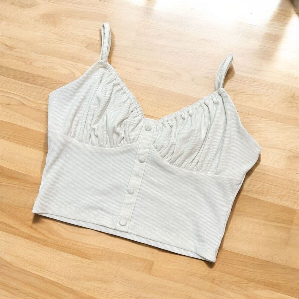 Princess Polly White Peasant Prairie Ribbed Tank Top S/M 8